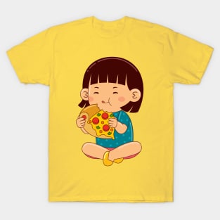 girl kids eating pizza T-Shirt